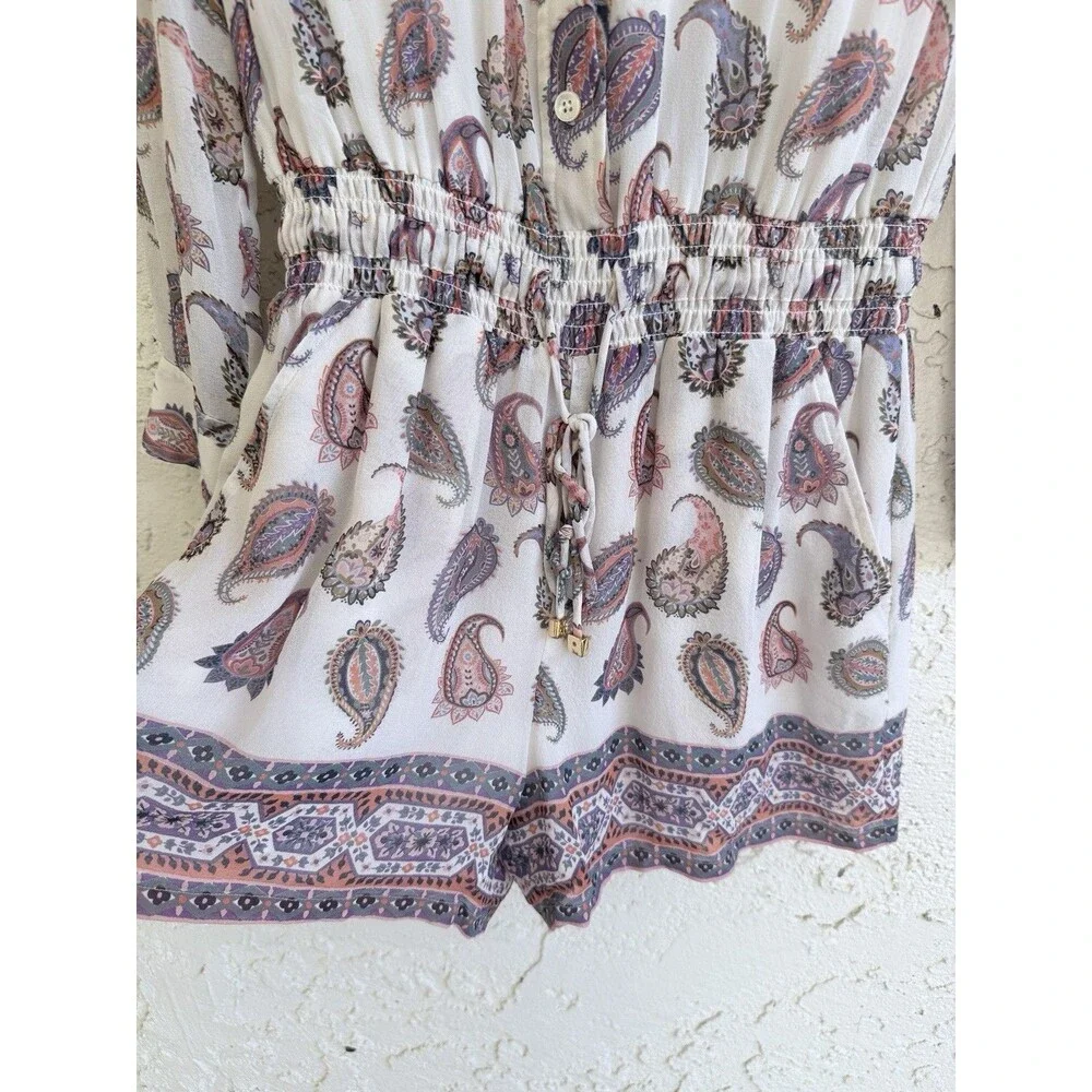 TORY BURCH Brigitte Paisley Print 100% Silk Romper Size S